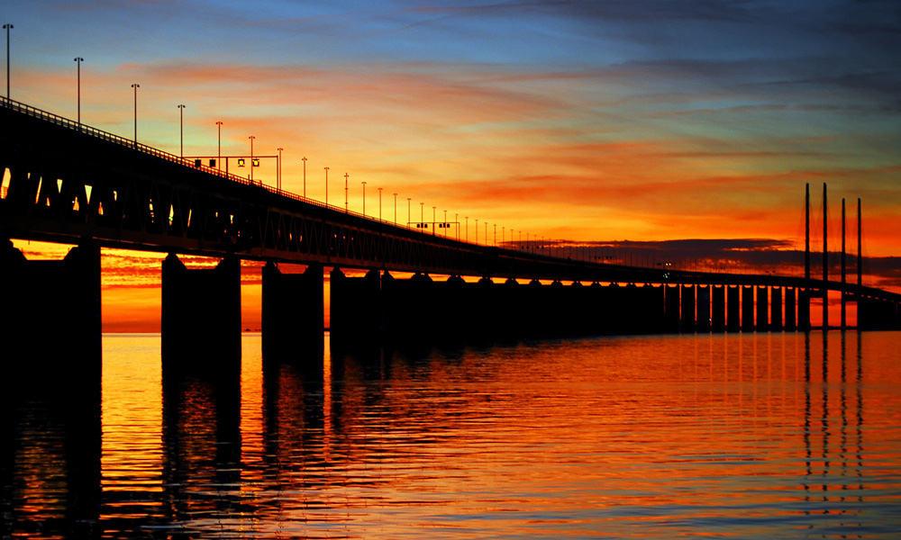 The Øresund Bridge at sunset